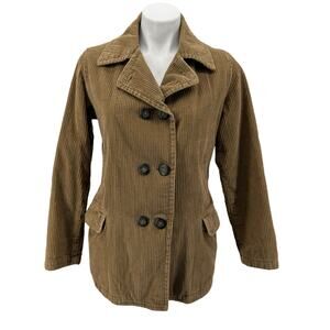 Sybilla Corduroy Pinwhale Jacket Small Women's Brown Classic Double Breasted